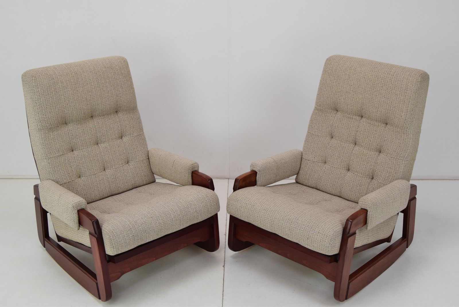 Pair Of Mid Century Design Rocking Armchairs,1980's. photo for sale
