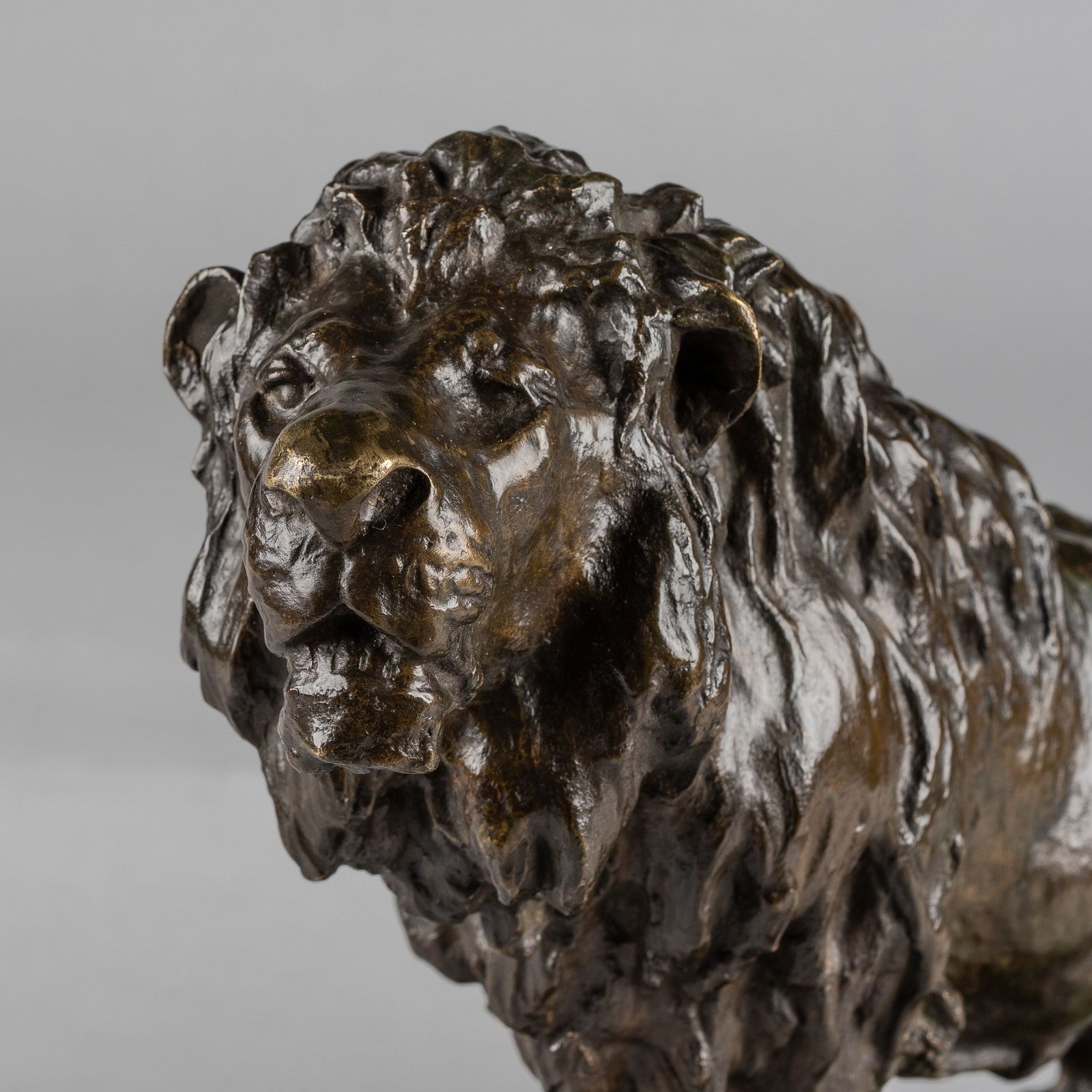 19th Century French Bronze Sculpture Of A Standing Lion photo vintage