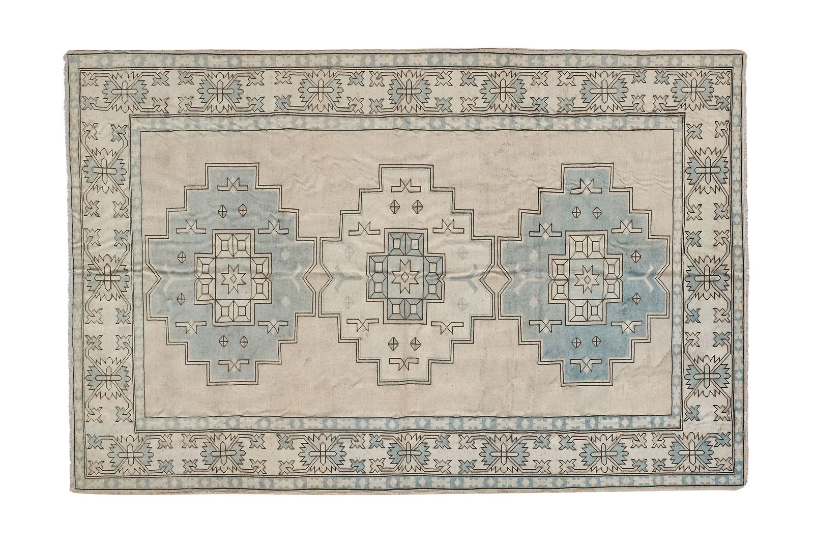Textiles Vintage Hand Knotted Anatolian Village Wool Rug photo