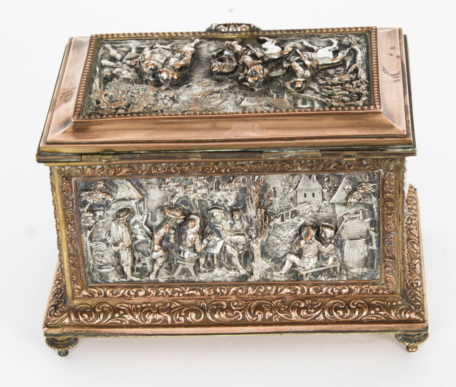 photo furniture Antique French Silvered & Gilt Jewellery Casket Box  Ab Paris 19th C