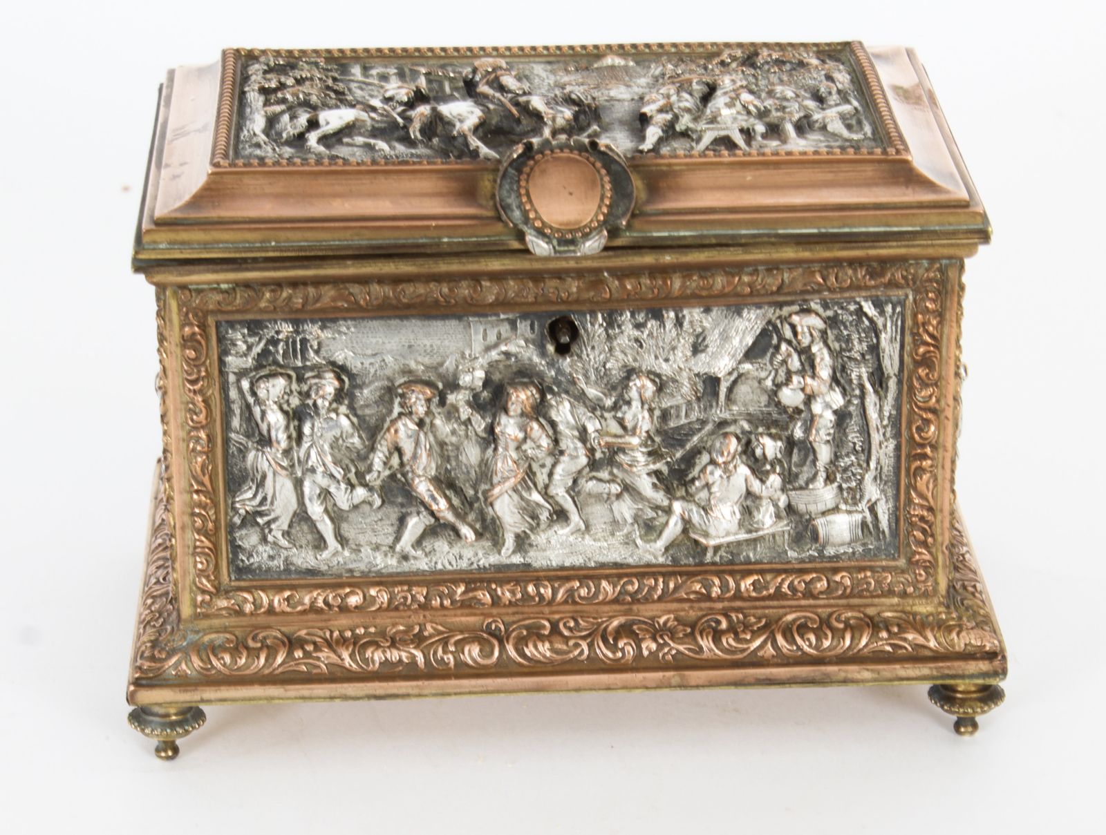 photo vintage Antique French Silvered & Gilt Jewellery Casket Box  Ab Paris 19th C