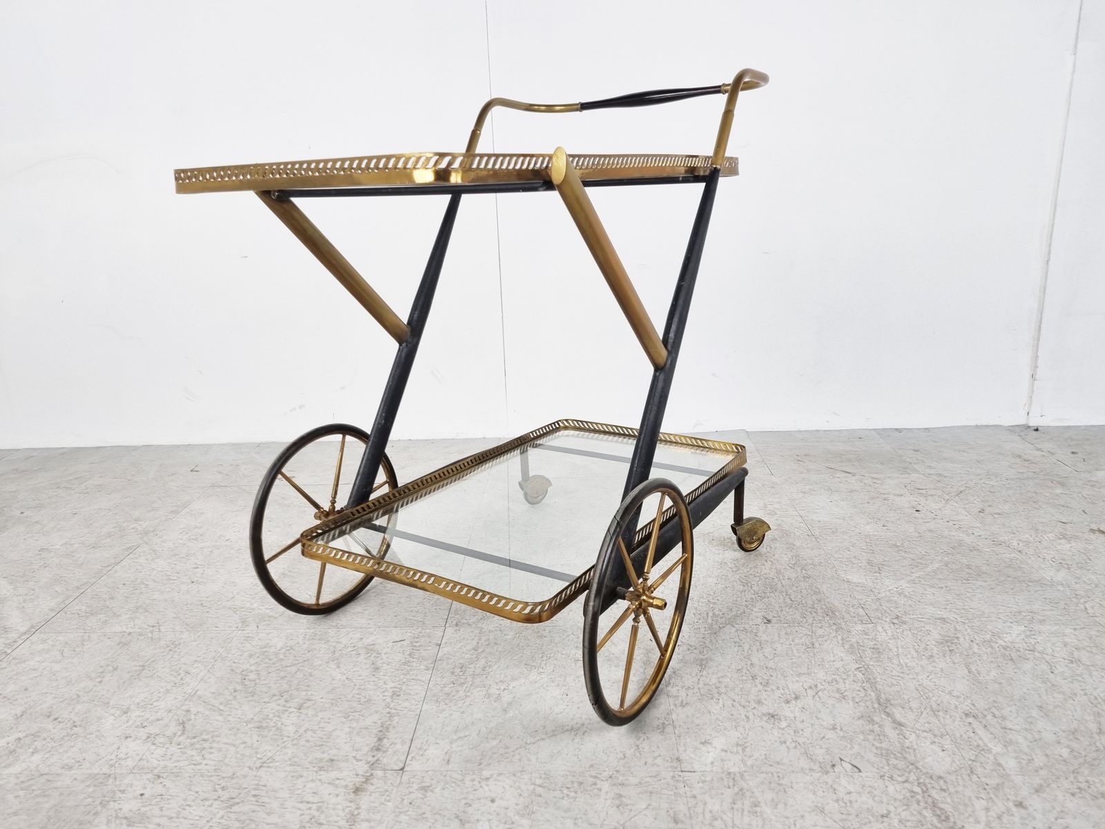 Vintage Italian Serving Trolley Attributed To Cesare Lacca, 1960s photo vinterior