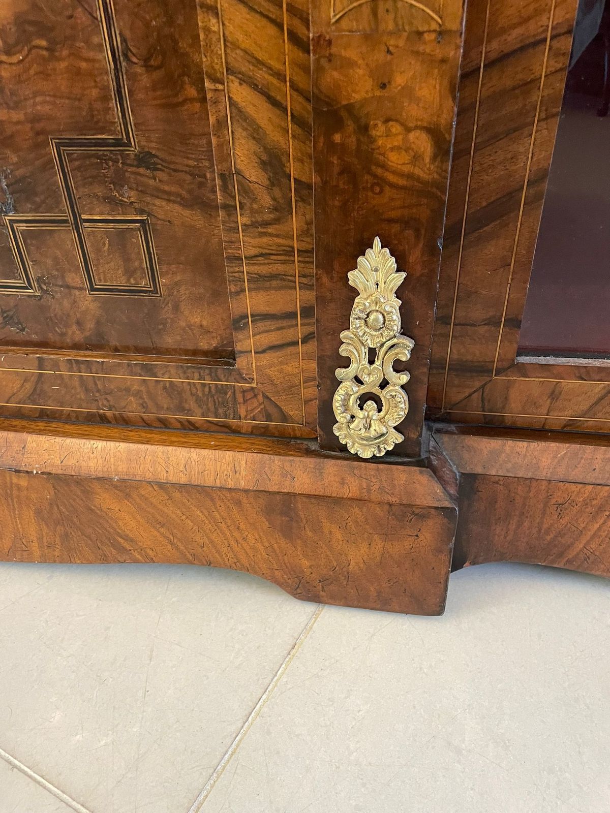 Fine Quality 19th Century Antique Burr Walnut Inlaid Credenza photo furniture