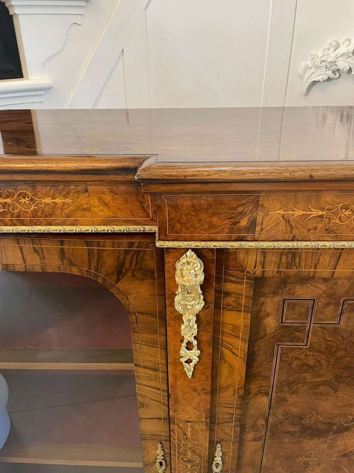 Fine Quality 19th Century Antique Burr Walnut Inlaid Credenza photo for sale