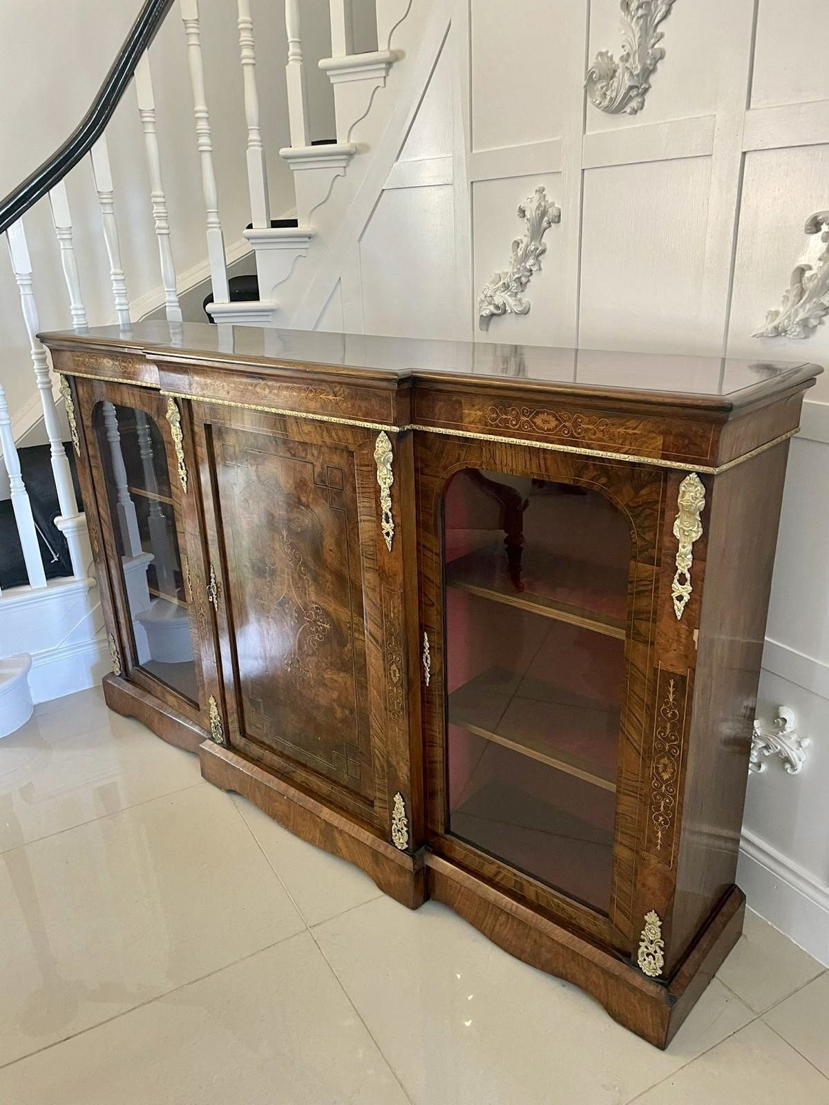 Fine Quality 19th Century Antique Burr Walnut Inlaid Credenza photo vintage