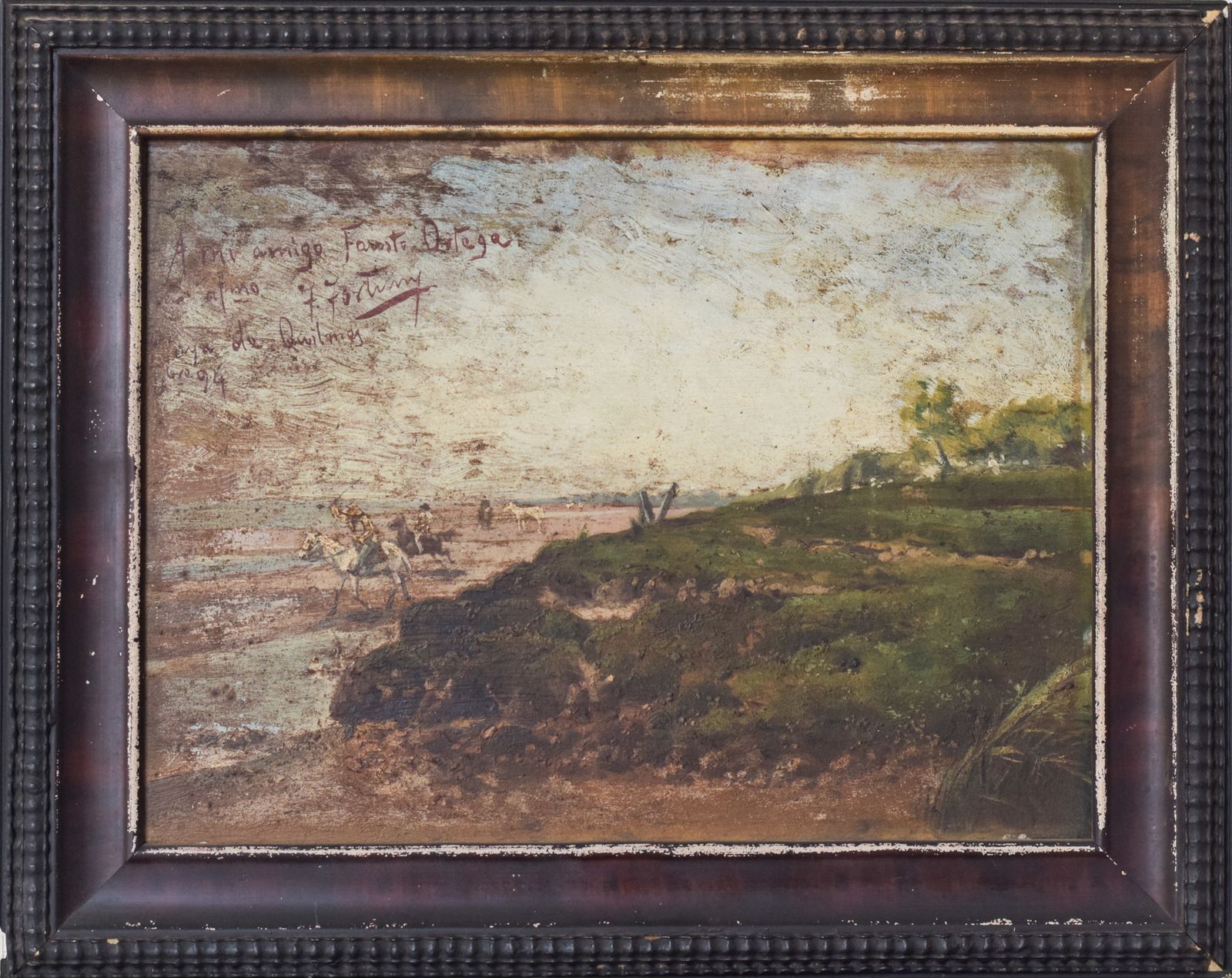 Argentinian Seascape With Horses. Signed F. Fortuny photo furniture