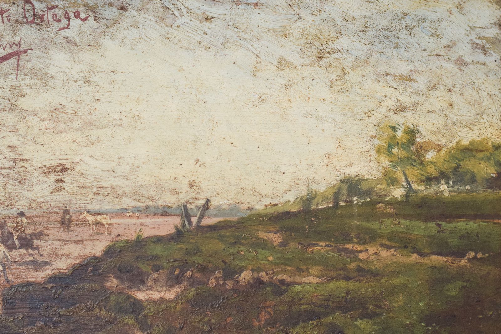Argentijns Zeegezicht Met Paarden. Gesigneerd F. Fortuny photo 678.0