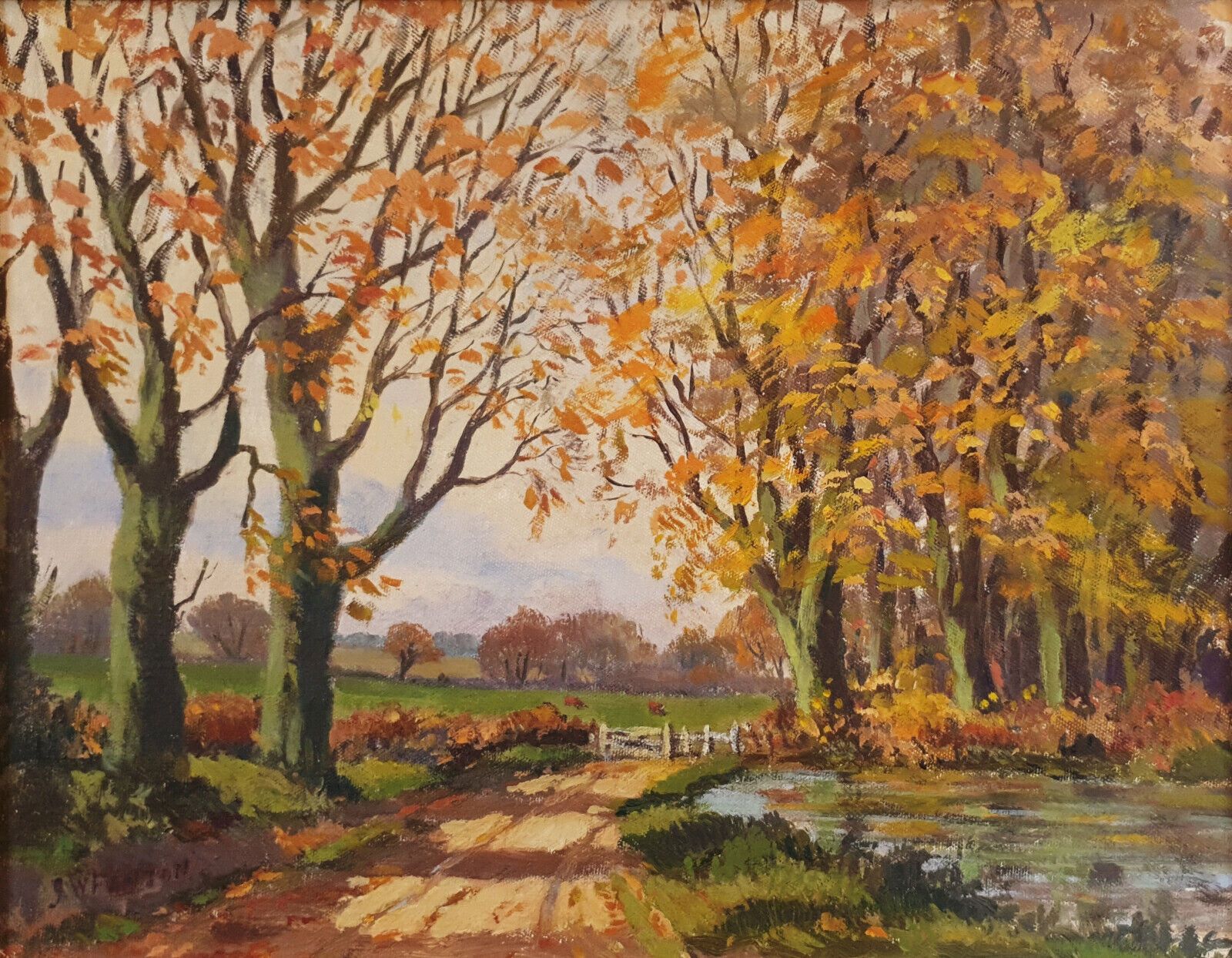Oil On Board By John Warren Fenton. Rural Landscape. Probably Suffolk photo furniture