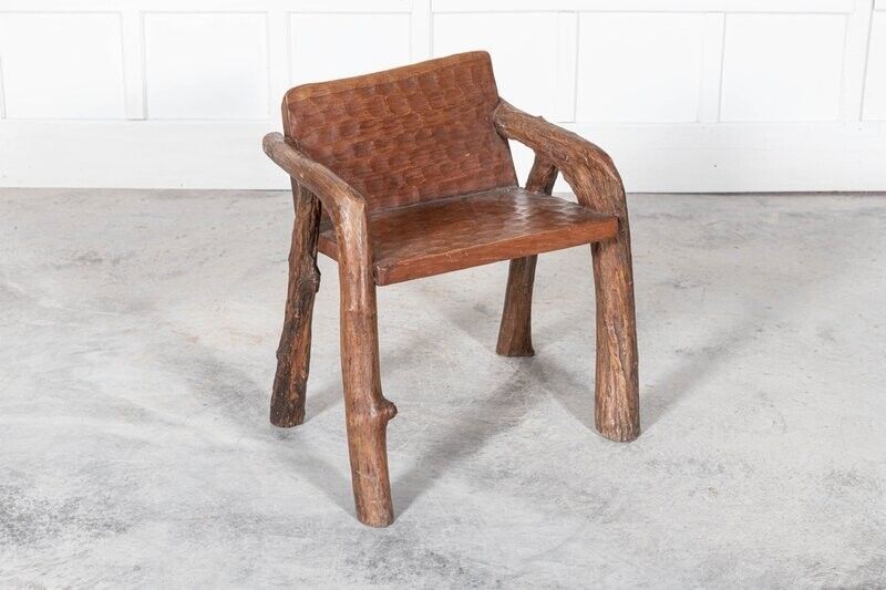 photo vintage Mid Century Provincial French Fruitwood Root Chair