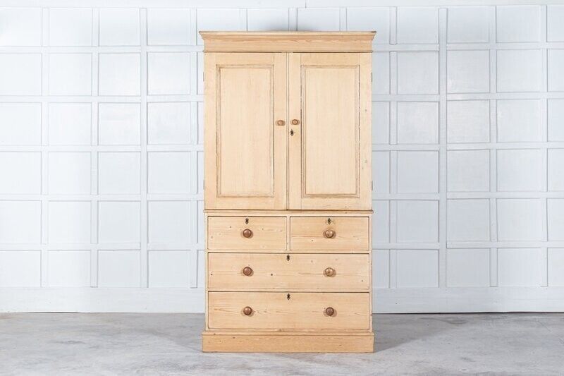 19thc English Pine Linen Press