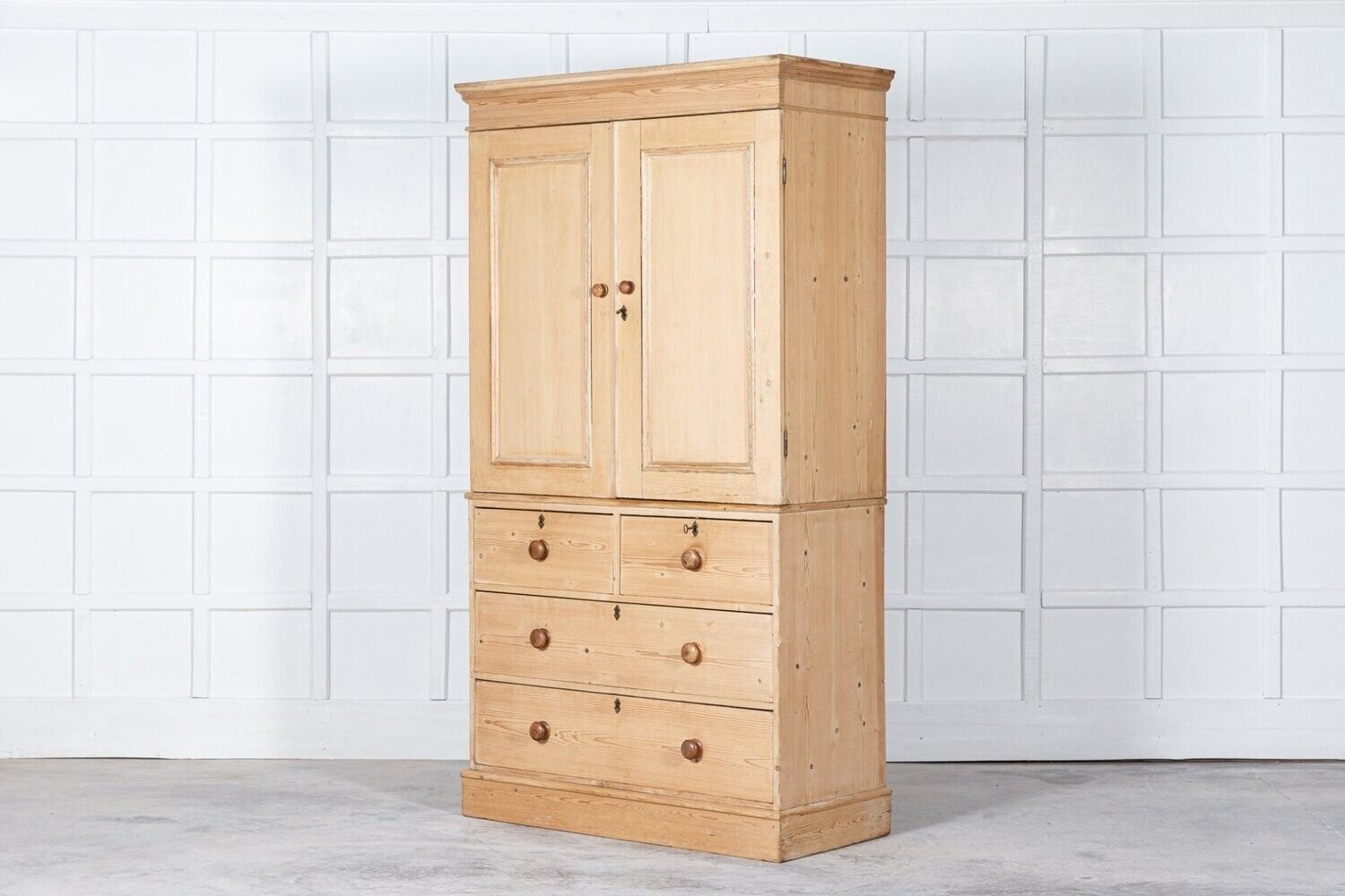19thc English Pine Linen Press photo for sale