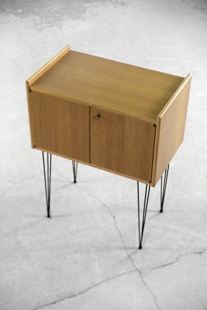 Modern Scandinavian Teak Wood Cabinet With Metal Hairpin Legs, 1960s photo 1230.0
