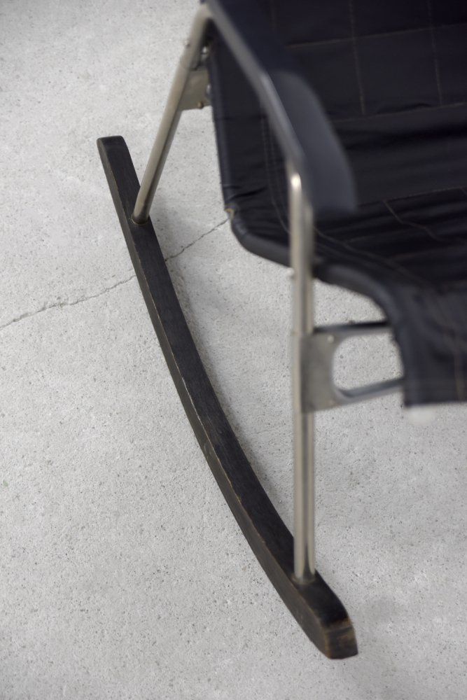 Postmodern Black Leather Rocking Chair By Takeshi Nii, 1950s photo furniture