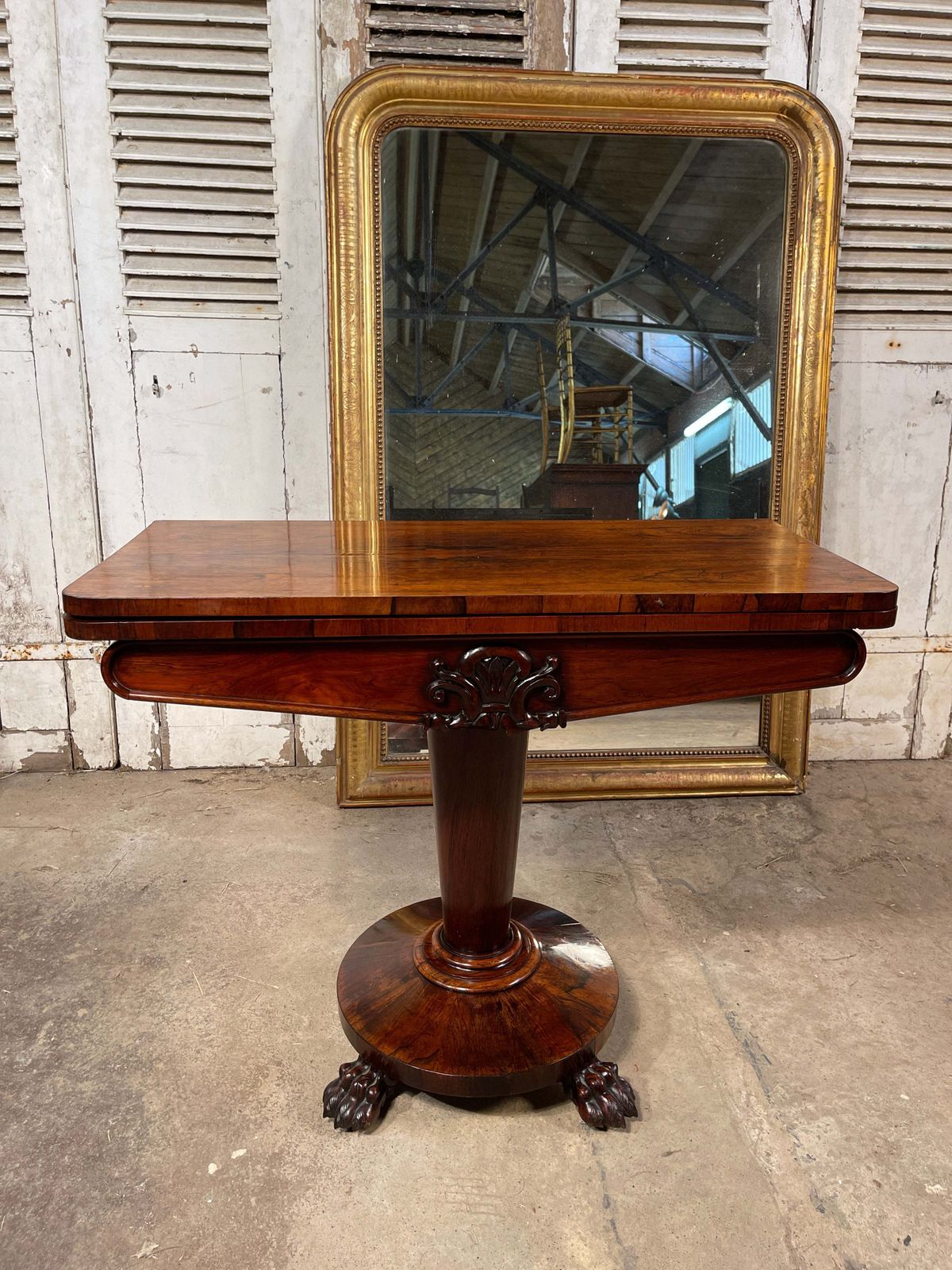 Exceptional Antique Regency Rosewood Card Games Console Table Circa 1830
