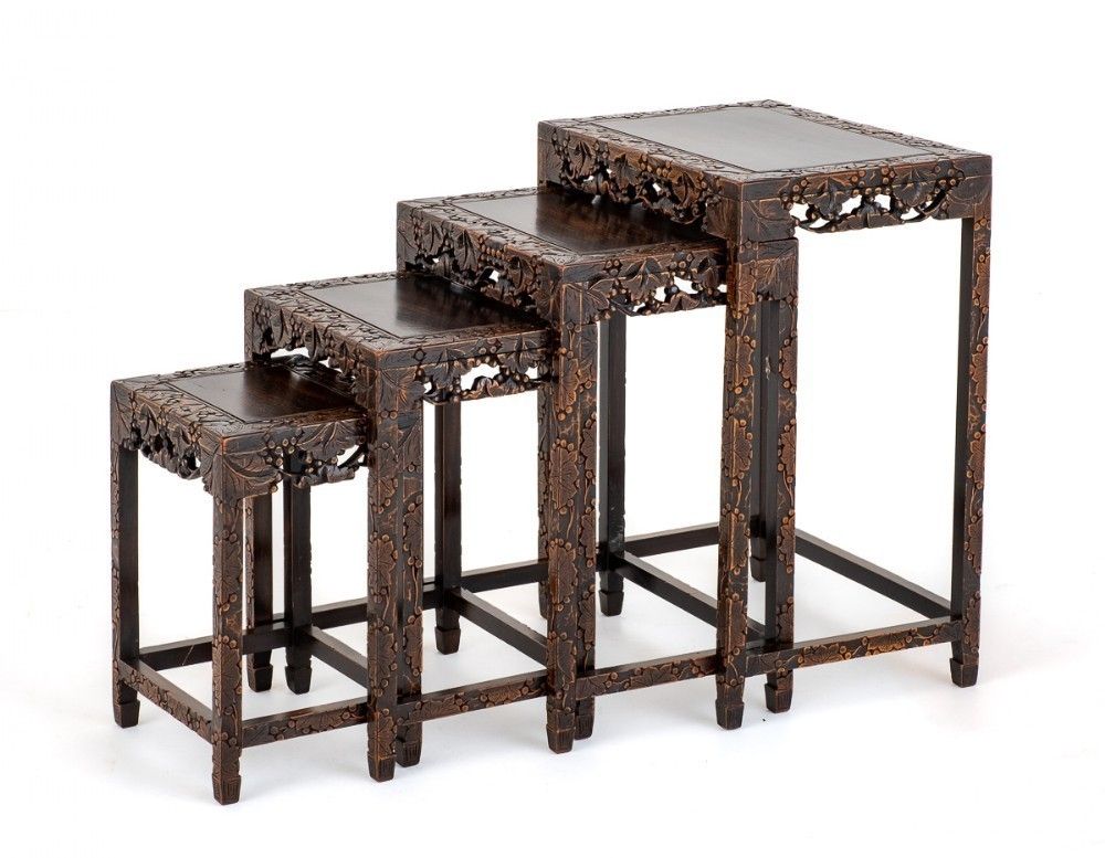 Chinese Nest Tables Hardwood Antique Quartetto photo vinterior