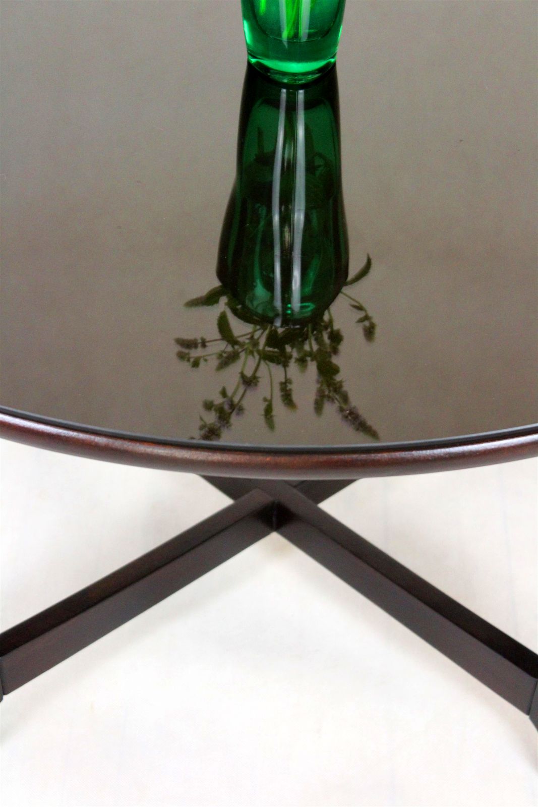 Restored Wooden Round Coffee Table, Czechoslovakia, 1970s photo 580.0