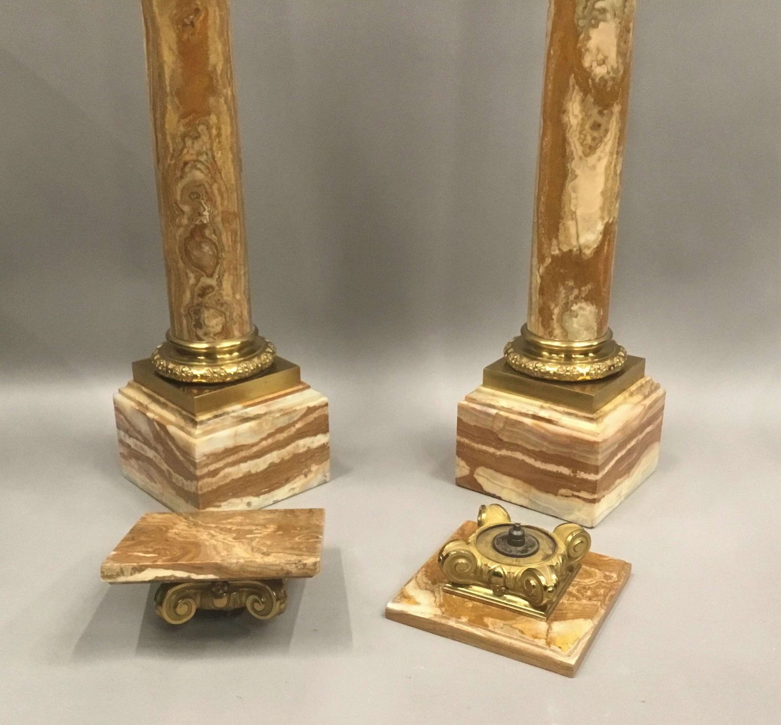 6050.0 A Splendid C19th Pair Of Marble And Ormolu Pedestal Columns photo