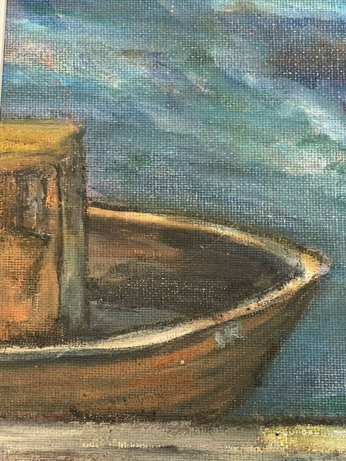 "Home From The Sea" Oil On Board Painting. photo vintage