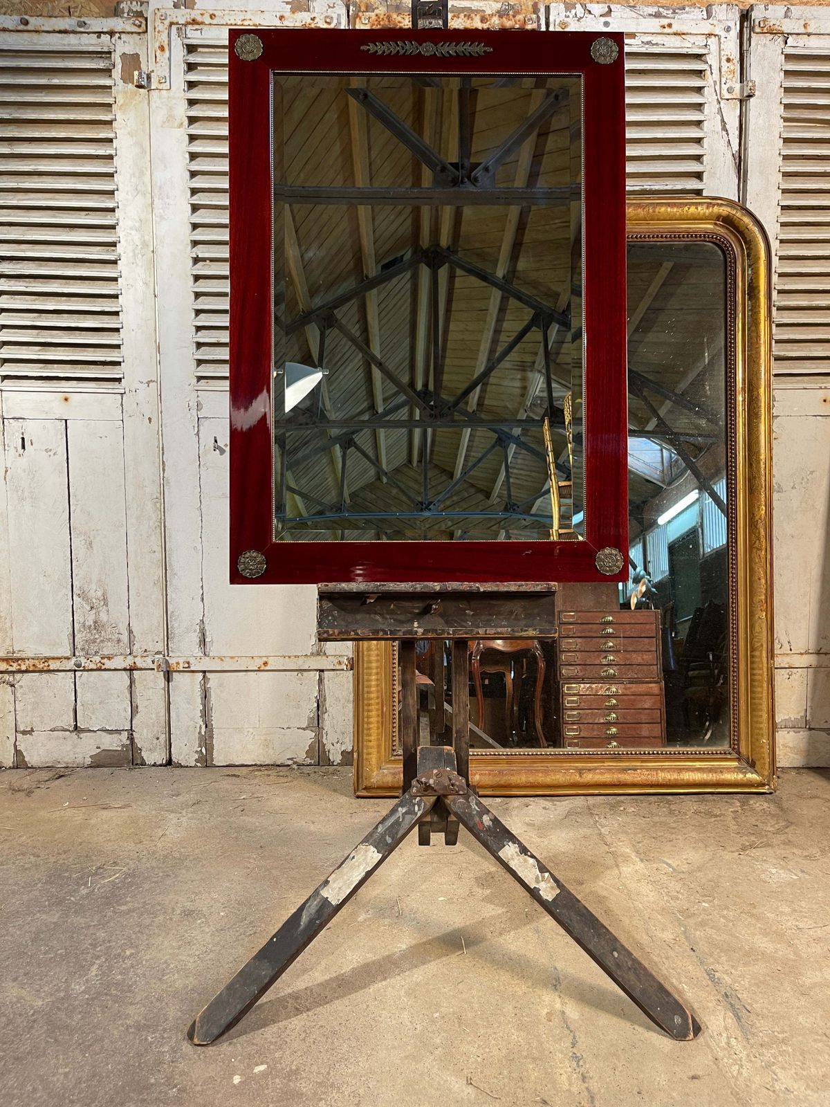 Beautiful French Empire Mahogany Bevelled Plate Mirror Hallway Living Room Bedroom Mirror photo Home Decor