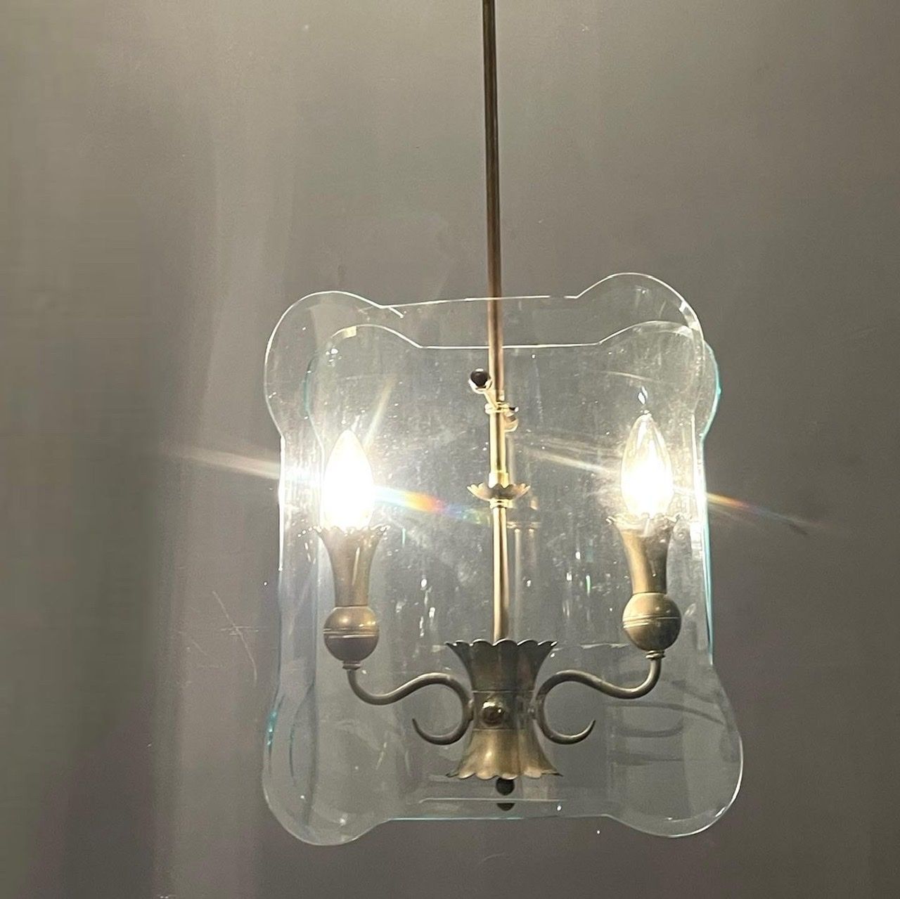 Italian Antique Glass Light Pendant Fontana Arte photo Lighting