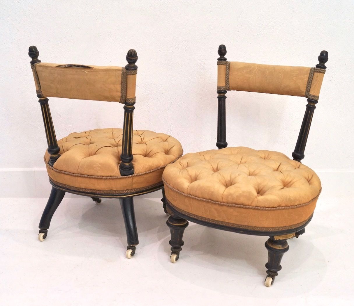 A Rare Pair Of Antique French Ebonised Childs Chairs photo furniture