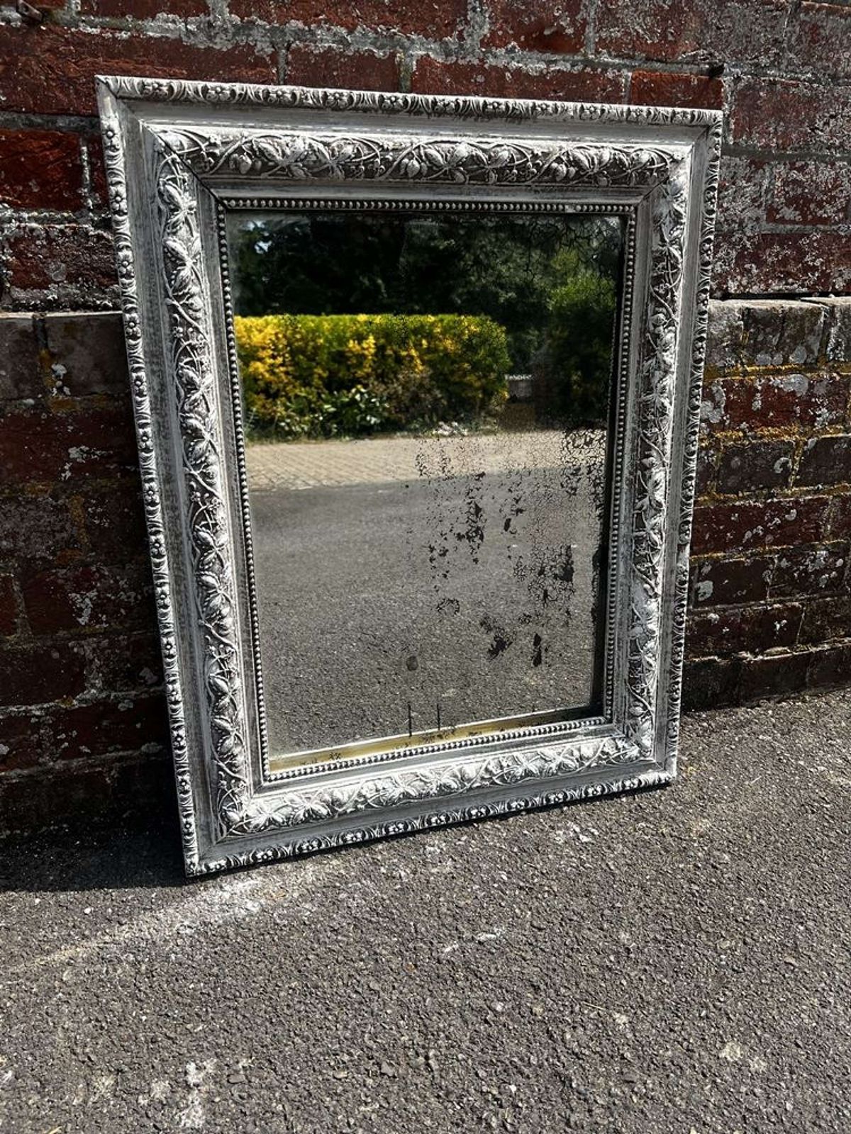 A Stunning Good Size Antique French 19th Century Painted Mirror.
