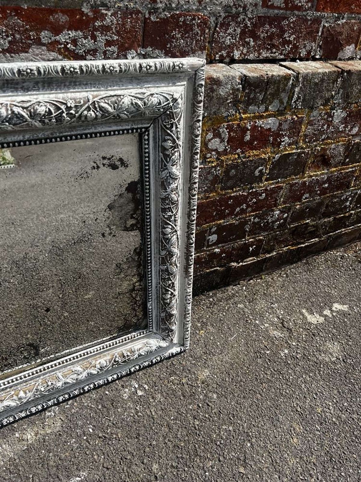 A Stunning Good Size Antique French 19th Century Painted Mirror. photo Home Decor