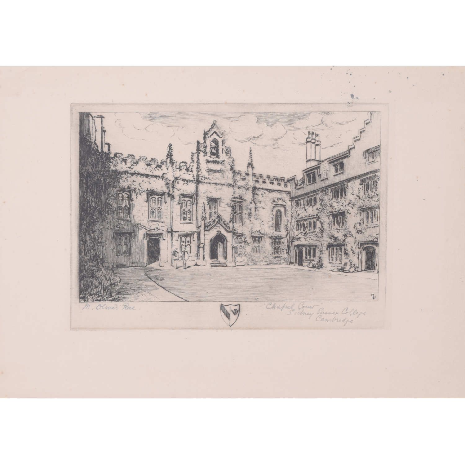 Mabel Oliver Rae Chapel Court, Sidney Sussex College, Cambridge Etching, Circa 1920