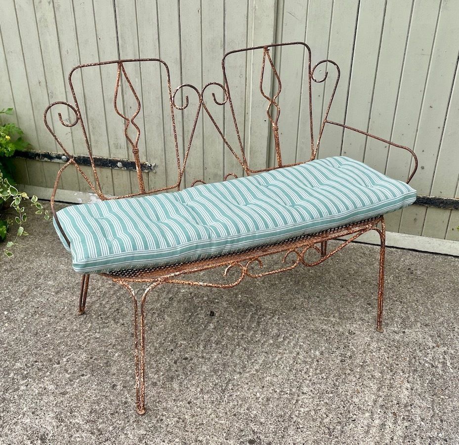 A Rare Pair Of Antique French Metal Outdoor Benches photo Garden Furniture