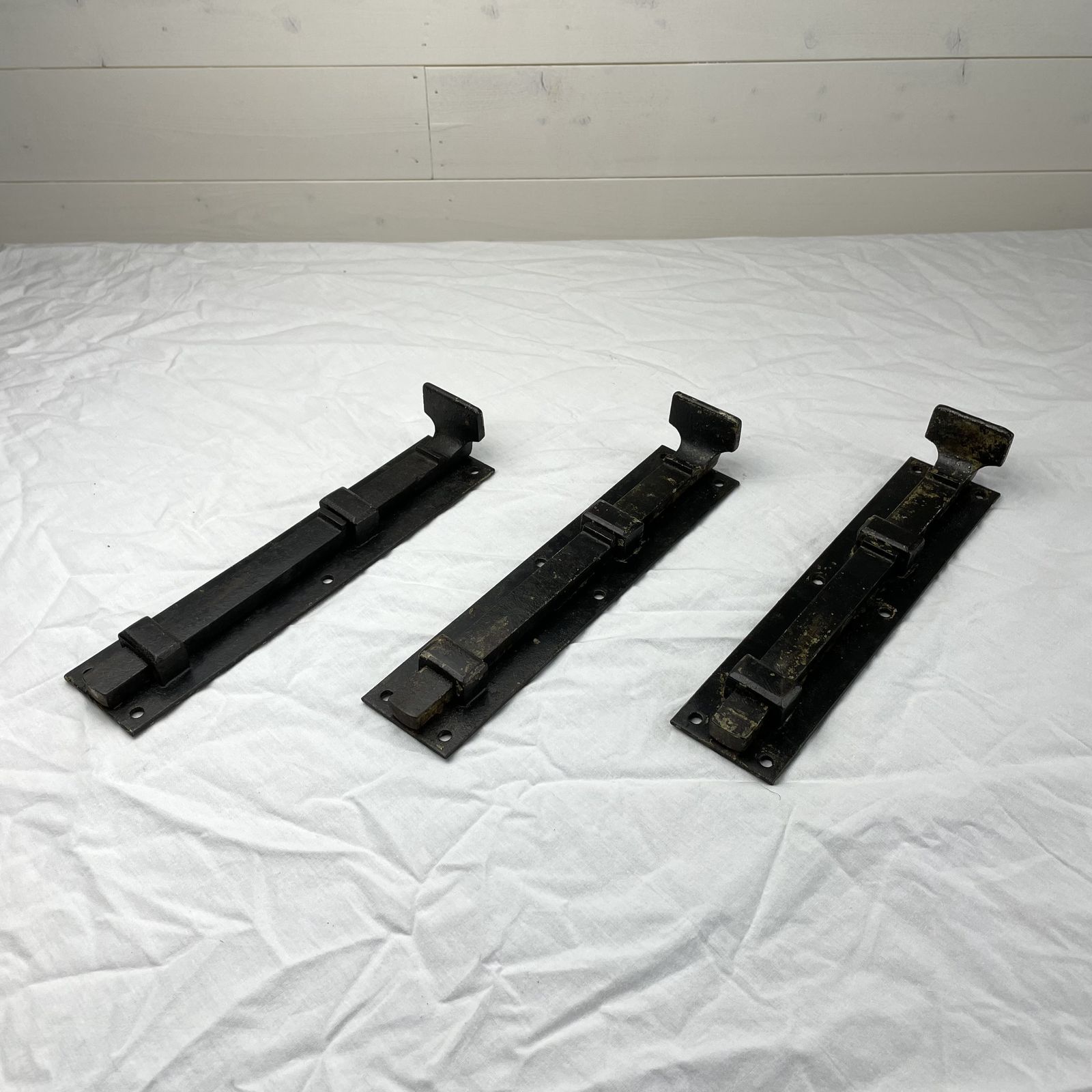 Set Of 3 Large Reclaimed Iron Tower Bolts