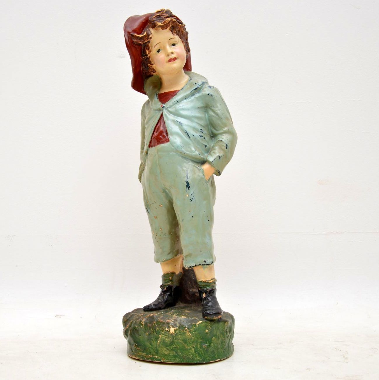 Antique Decorative Chalk Ware Figure Of A Boy