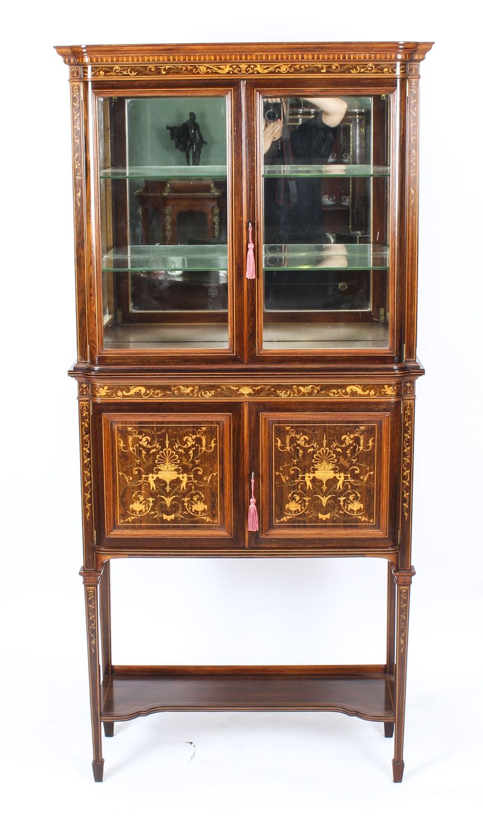 Edwardian Inlaid Display Cabinet By Edwards & Roberts 19th C