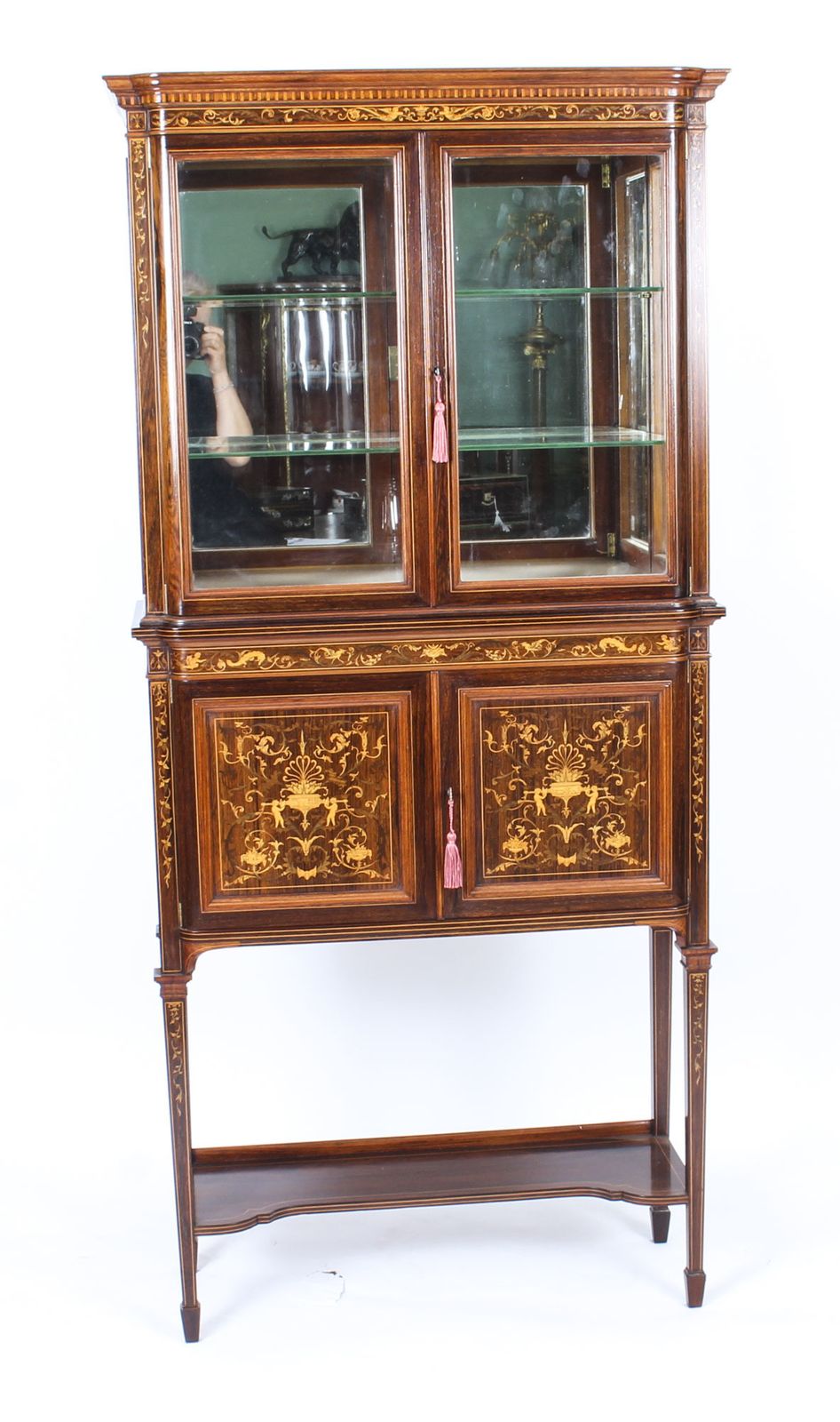photo vinterior Edwardian Inlaid Display Cabinet By Edwards & Roberts 19th C