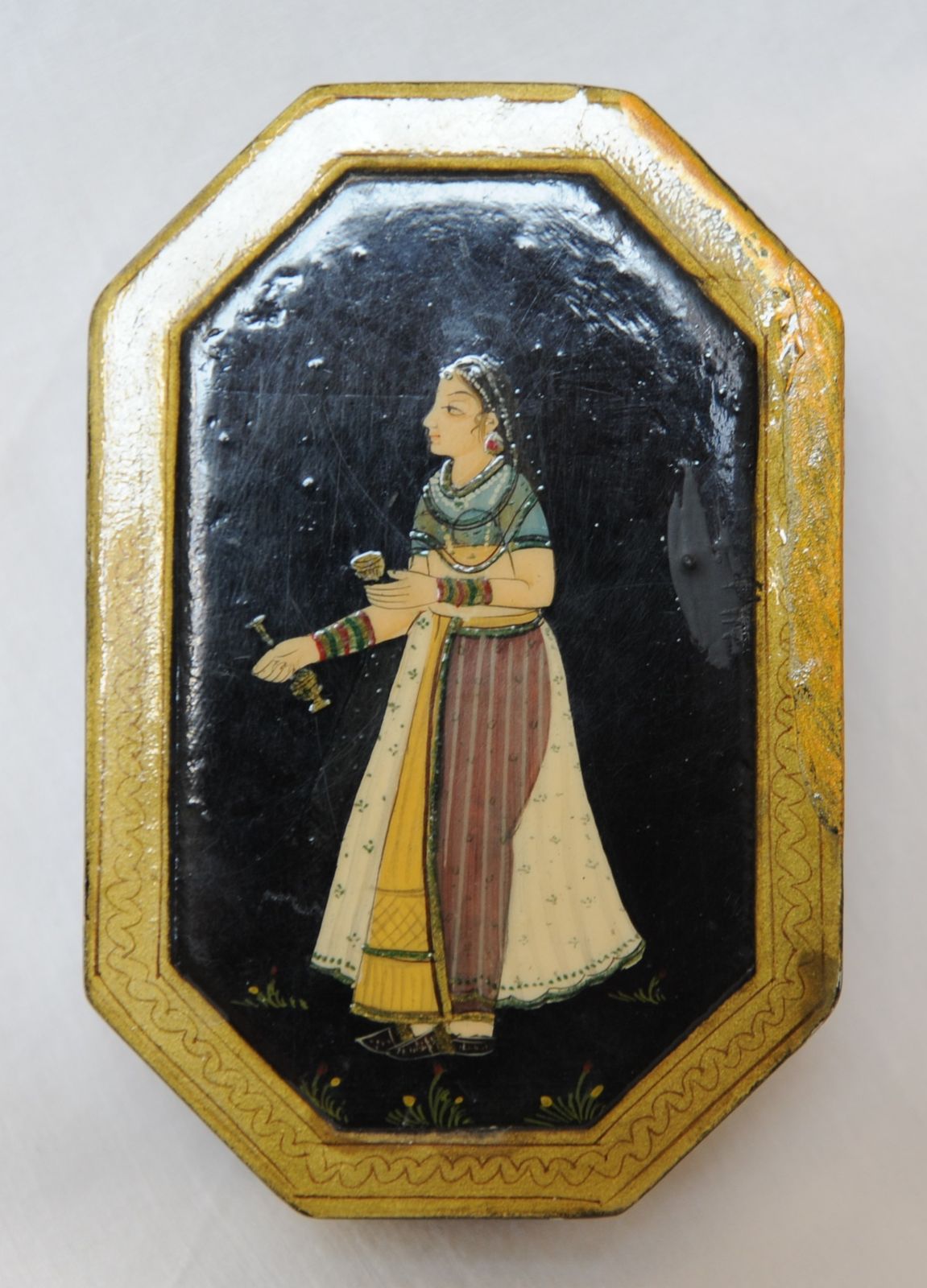 Vintage Kashmiri Paper Mache Painted Box photo furniture