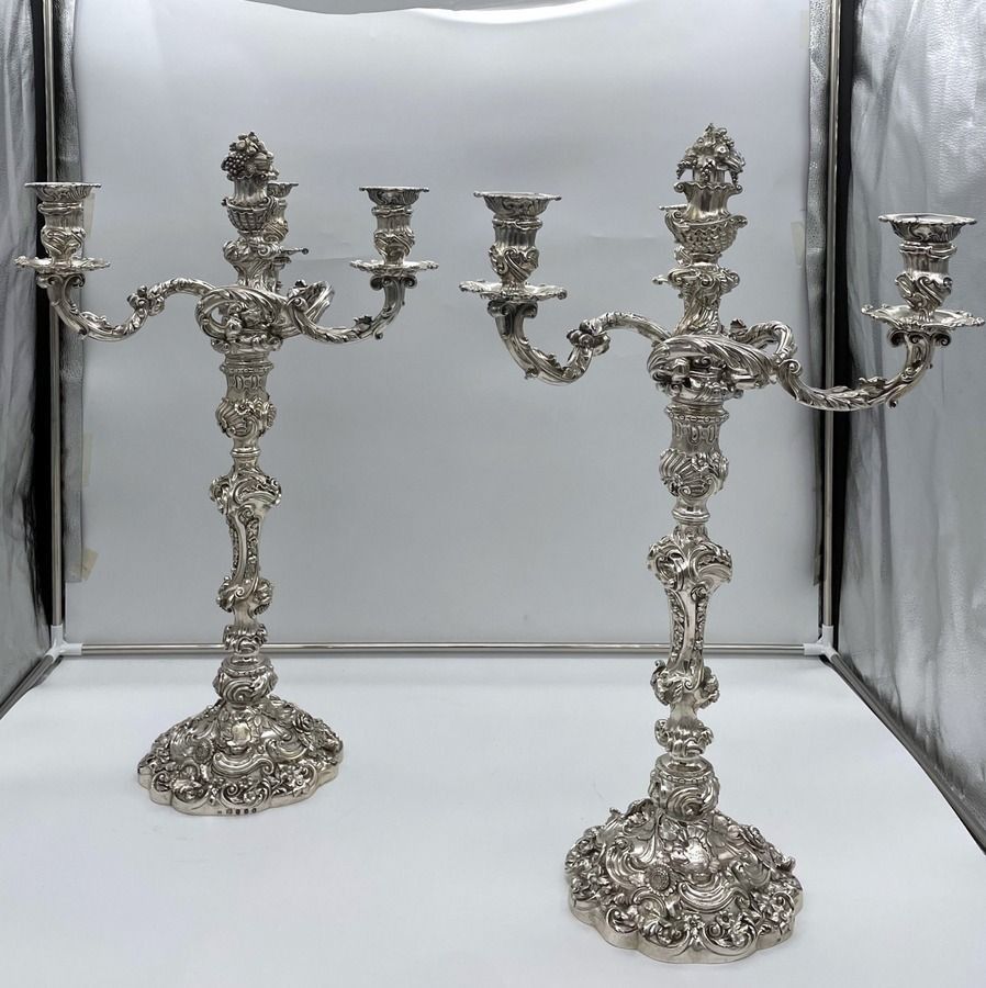 photo furniture Early 19th Century Antique George IV Silver Pair Cast Candelabra London 1825 Joseph Craddock & Robert Garrard