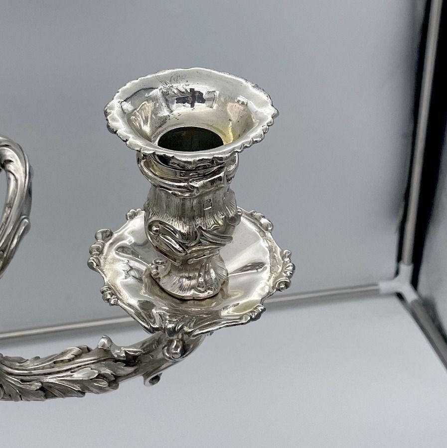 Home Decor Early 19th Century Antique George IV Silver Pair Cast Candelabra London 1825 Joseph Craddock & Robert Garrard photo