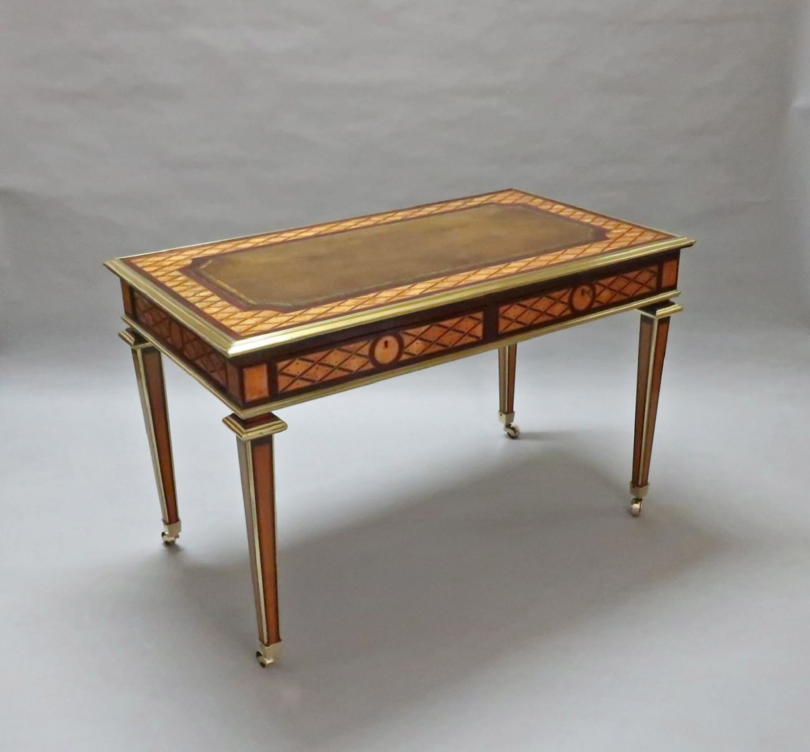 Victorian Satinwood Parquetry Writing Table Attributed To Donald Ross photo furniture