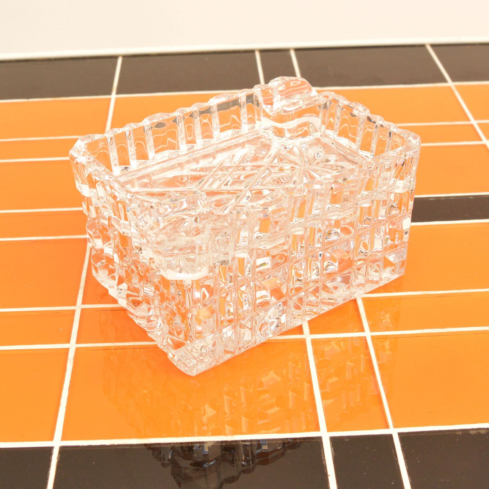 photo for sale 1980s Crystal Ashtray With Cigarette Case, Julia Glassworks, Poland