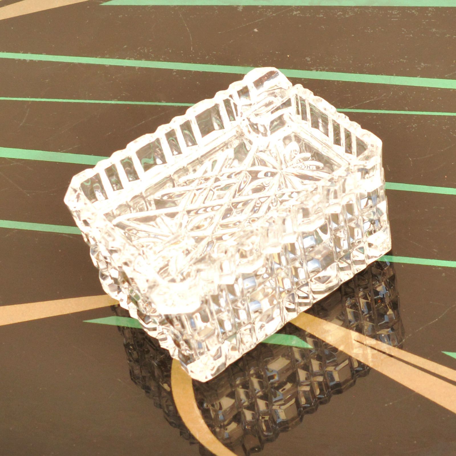 photo buy 1980s Crystal Ashtray With Cigarette Case, Julia Glassworks, Poland