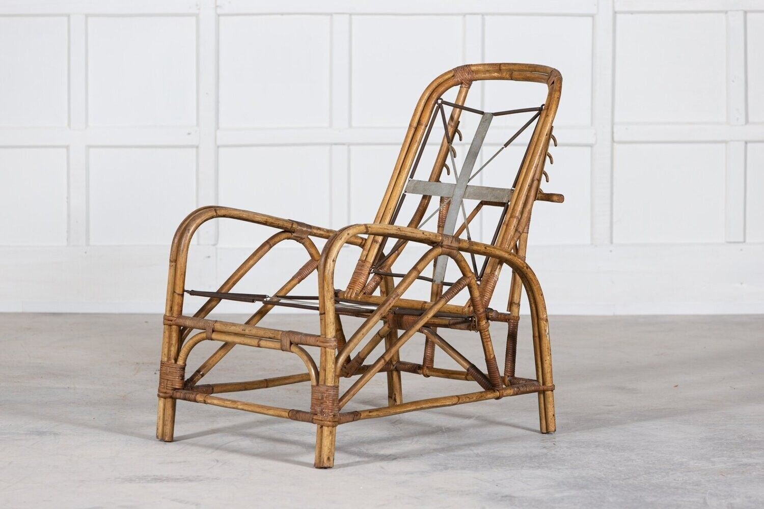 Mid Century English Bamboo Reclining Armchair