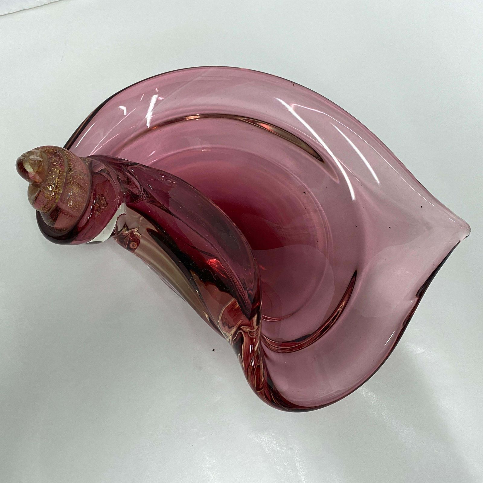 1970s Mid Century Modern Purple And Gold Murano Glass Italian Ashtray photo buy
