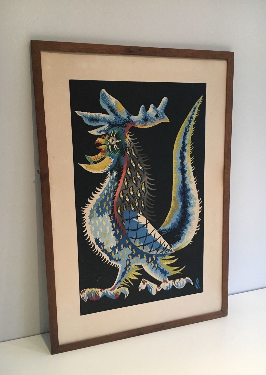 Print Representing A Rooster. French Work Signed Jean Lurçat. Around 1970 photo vinterior