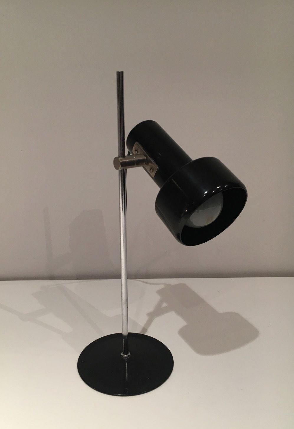 photo furniture Adjustable Lamp In Black And Chrome Lacquered Metal. French Work. Around 1970