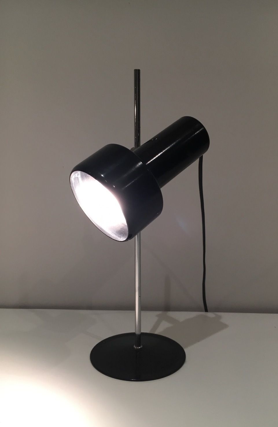 Lighting Adjustable Lamp In Black And Chrome Lacquered Metal. French Work. Around 1970 photo