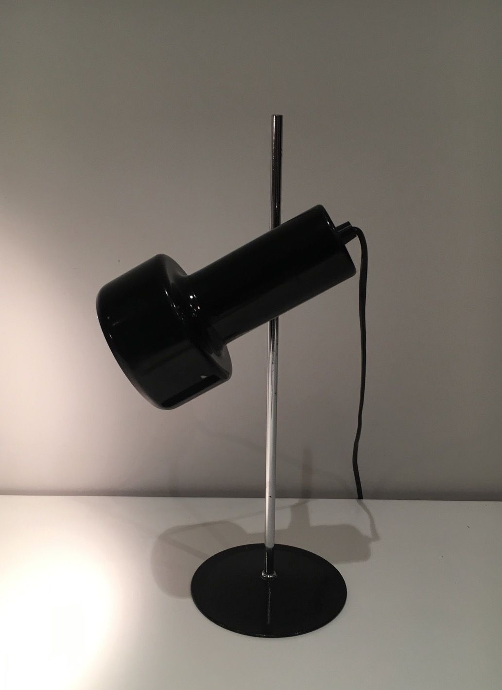 580.0 Adjustable Lamp In Black And Chrome Lacquered Metal. French Work. Around 1970 photo