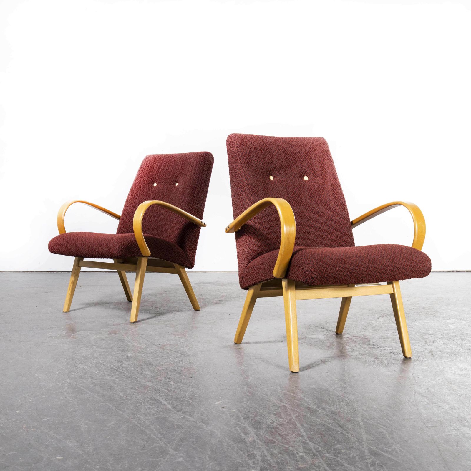 1960’s Original Pair Of Red Armchairs – Produced By Up Zavody