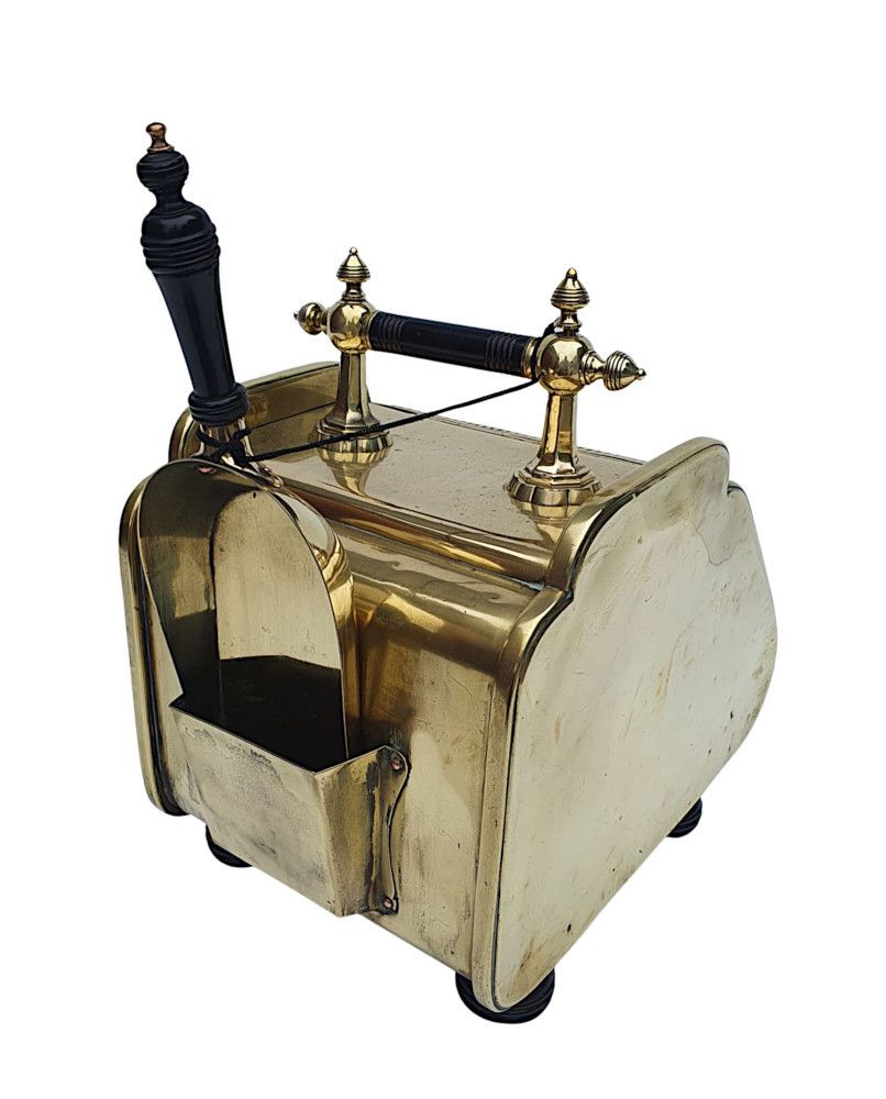 A Lovely Quality 19th Century Polished Brass Coal Scuttle photo for sale