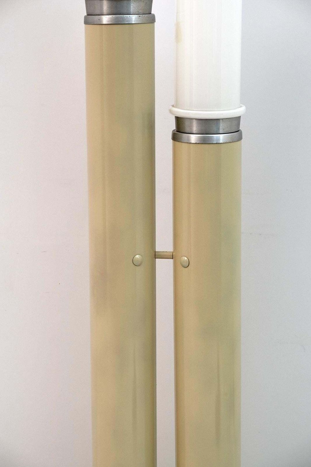 Space Age Opaline Glass And Lacquered Metal Cylinders Floor Lamp, 1970s photo vintage