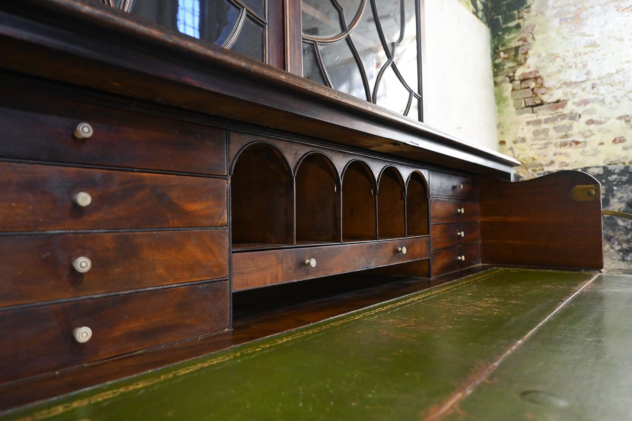 A George III Mahogany Astral Glazed Secretaire Bookcase photo 1464.0