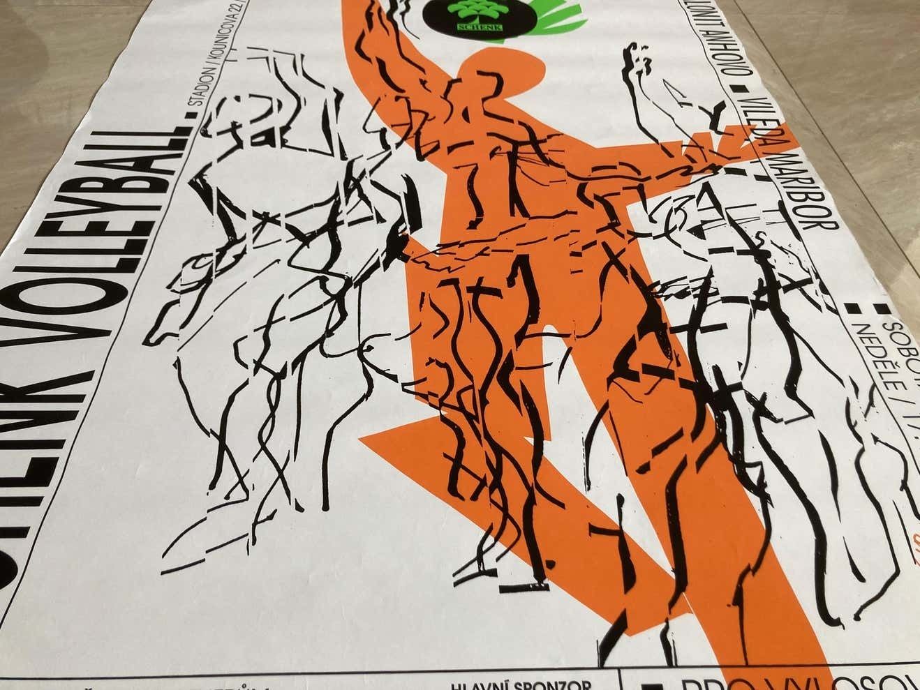 Original Sport Design Volleyball Poster  1993 Czechoslovakia photo furniture